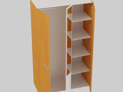 Wooden Wardrobe Free low-poly 3D model