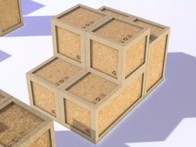 PBR Wooden Shipping Crate Osb Low-poly 3D model