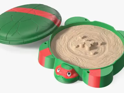 Open Ninja Turtle Sandbox with Sculpted Sand 3D model