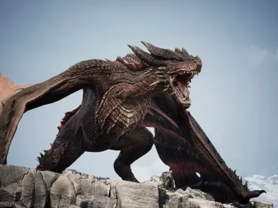 Wyvern Dragon - Fire wyvern dragon and Ice wyvern dragon Low-poly 3D model