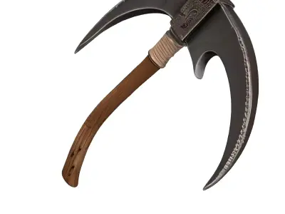 Fantasy War Scythe Battle Axe 3D model