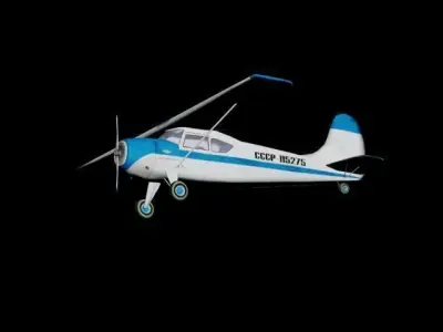 Yak-12 airplane flying Low-poly 3D model