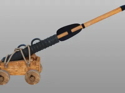 middle ages old cannon  Daejanggunpo Rigged 3D model