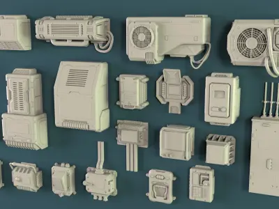 Wall Electric Props 2 - 20 pieces Low-poly 3D model