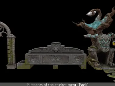 Elements of the environment Pack Low-poly 3D model