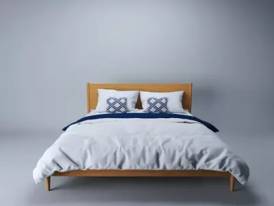 Wooden Bed  Free 3D model