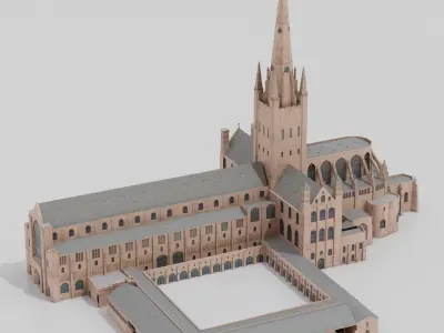 Norwich Cathedral Low-poly 3D model