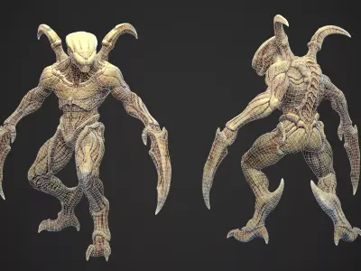 Alien Hunter  -  Enemy 3D Horror Character Game Ready Low Poly Low-poly 3D model