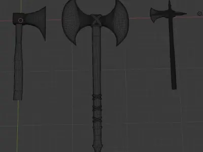 Medieval Axes Low-poly 3D model