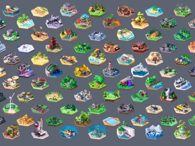 Worlds Hexagon Low-poly 3D model