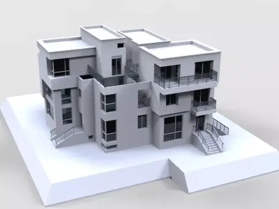 Modern Building House Low-poly 3D model