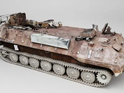 russian MT-LB armored vehicle destroyed by Ukrainian army 3D model