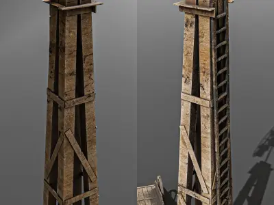 wester city detail Low-poly 3D model 01 Low-poly 3D model