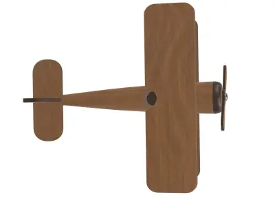 Children airplane made of wood 3D model