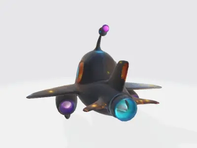 Cartoon lowpoly spaceship Low-poly 3D model