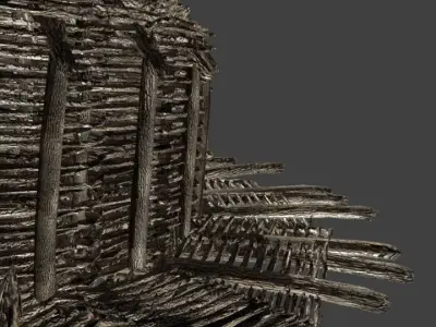 Prehistoric Wooden Hut Low-poly 3D model