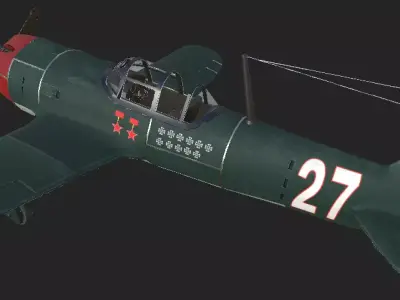 Plane LA-5 Low-poly 3D model