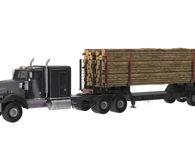 Kenworth W900L Logger Black 3D model