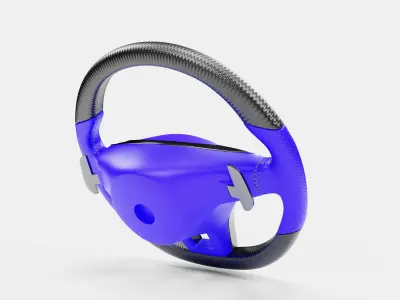 3d Steering Wheel With Blue Cover 3D model