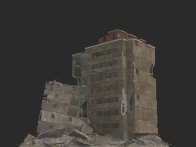 destroyed building  Low-poly 3D model