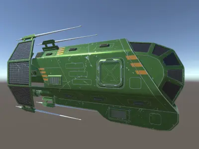 Spaceship Patriot Type 2 Dark Green Low-poly 3D model