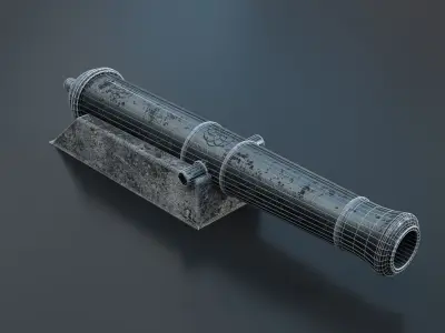 Medieval Fortress Cannon PBR 3D model