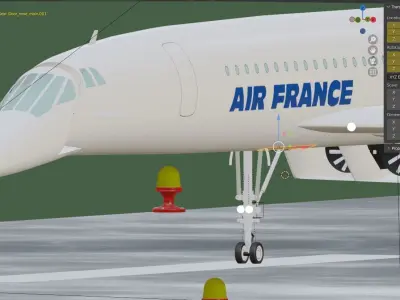 Concorde jet airplane taking off from runway at sunset 3D model