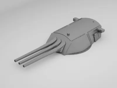 14 inch - 356mm 45 Mk8 Triple Turret Naval Gun USS Arizona 3D model