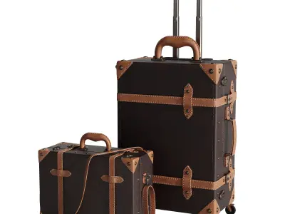 Baggage set 2 two suitcases with handles and wheels 3D model