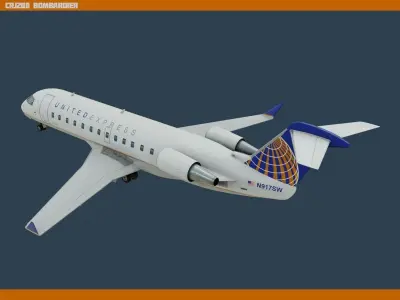 CRJ200 United Low-poly 3D model