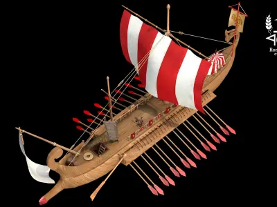 Roman island Bireme war 3D model
