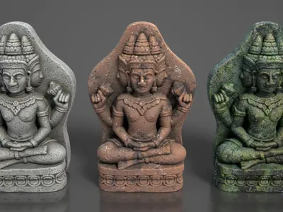 Ancient Khmer Statue29-250523 Low-poly 3D model