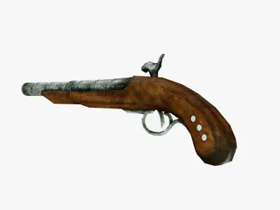 Old pistol for game Low-poly 3D model