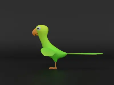 Cartoon Parrot Low-poly Rigged 3D model Low-poly 3D model