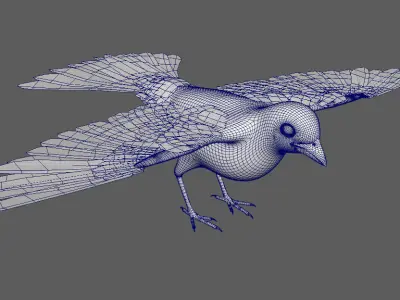 sparrow bird flying in sky 3D model