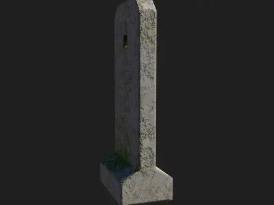Damaged Concrete Barricade 3D model