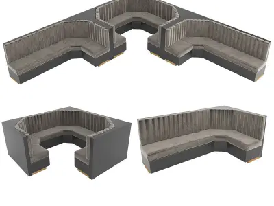 Restaurant bar sofa with corner module part 01 -two colors 3D model