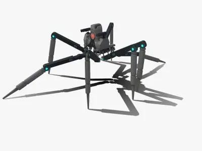 Spider bot v3 rigged and animated Low-poly 3D model