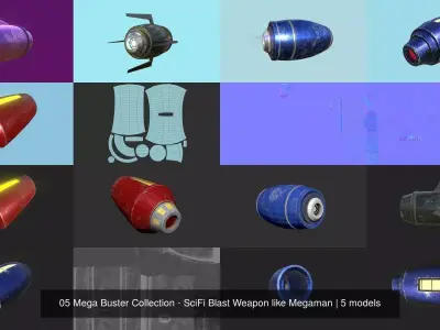 05 Mega Buster Collection - SciFi Blast Weapon like Megaman 3D Model Pack purchase