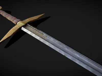 High Templar fantasy Greatsword Free low-poly 3D model