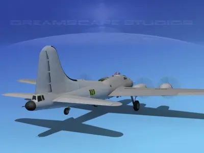 Boeing B-17F Bare Metal HP 3D model