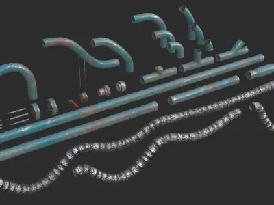 Modular Pipes - Old Painted Low-poly 3D model