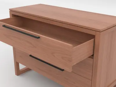Linea II Natural Three Drawer Chest 3D model