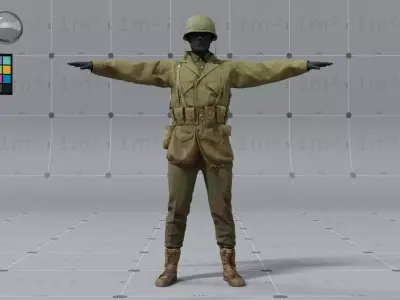 PBR 3D model - American ww2 soldier 3D model