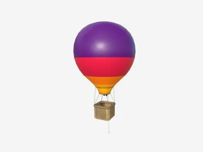 Balloon Hot Air 05 Colored Purple - Aircraft Cartoon Low-poly 3D model