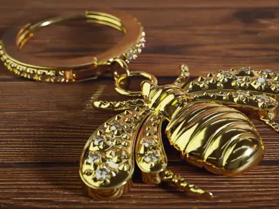 Jewelry Gold Bee Scene Low-poly 3D model