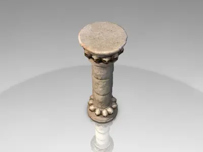 Stone Pillar column with skulls Low-poly 3D model