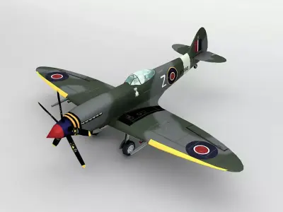 Supermarine Spitfire MK XVIII Aircraft LOW Low-poly 3D model