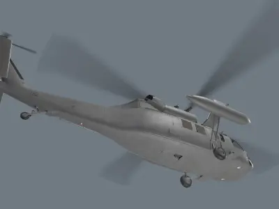 UH-60 Black Hawk Grey Basic Animation Low-poly 3D model
