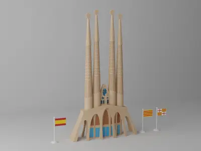 Sagrada Familia Facade Barcelona Low-poly 3D model